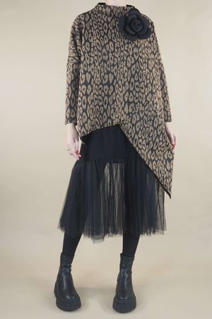 Made in Italy Oscar Camille Two Piece Tunic Dress Macro Leopard 