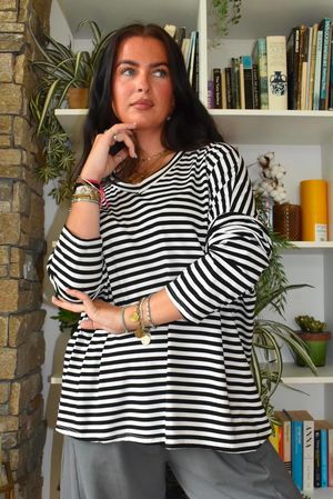 Perfect Breton V Long Sleeve Top Black 