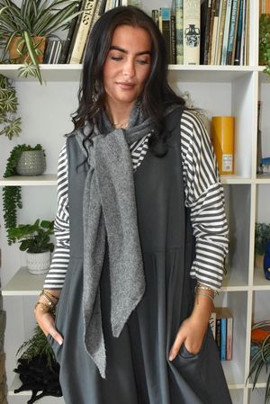 Perfect Breton V Long Sleeve Top Dark Grey
