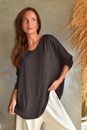  Perfect V Long Sleeve Top Chocolate 