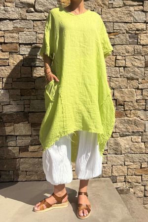 Made in Italy Portofino Raw Edge Sac Dress Lime
