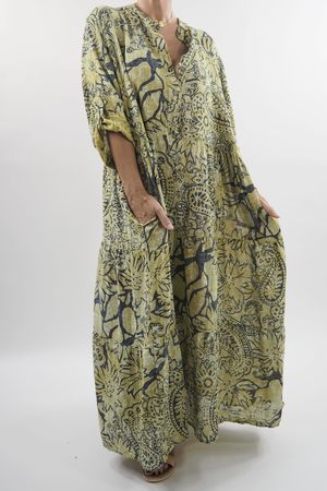 Made in Italy Pure Cotton Chalk Wash Vilamoura Marina Dress Olive