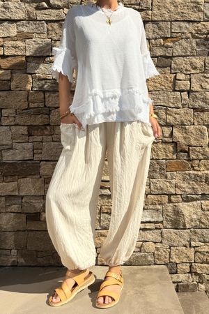 Made in Italy Rustic T Bag 2 Piece Top White