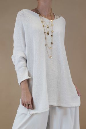 Made in Italy Salcombe Summer Knit Top White **