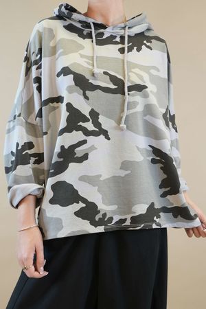 Made in Italy Seven Nations Slouch Hoodie Camo Grey