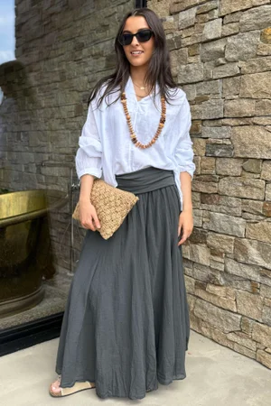 Made in Italy Songbird Bandeau Skirt Dress Graphite