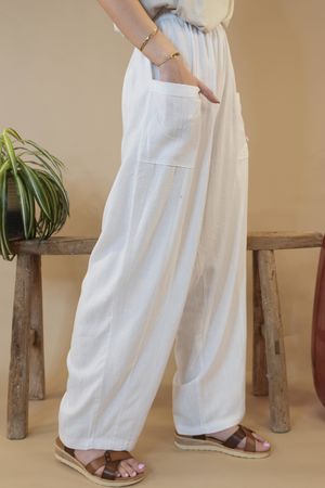 Made in Italy Yaz Classic Linen Blend Pant White