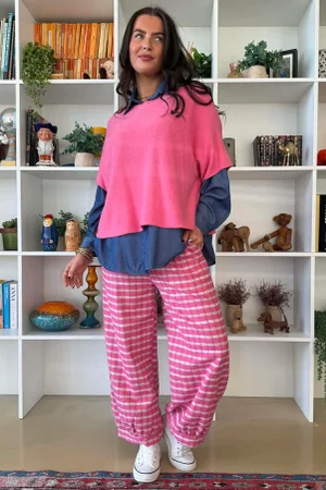 Maeve Brushed Cotton Demi Bloom Pant Hot Pink