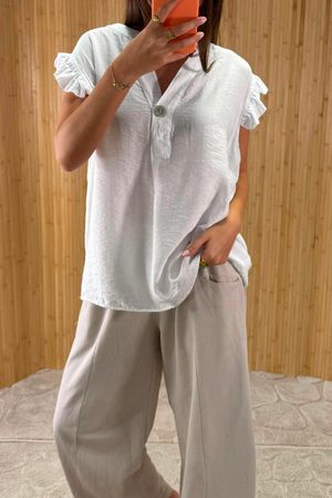 Maisie Cap Sleeve Top White