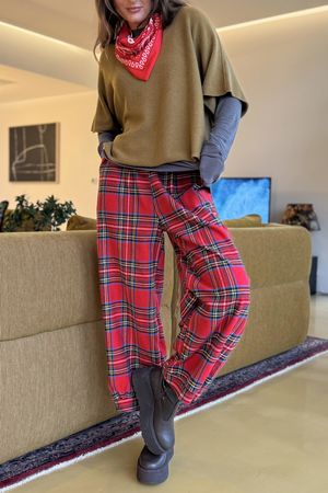 McAlister Tartan Brushed Cotton Demi Bloom Pant Red 