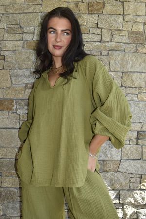 Mimi Pillow Cotton Sonnet Blouse Olive