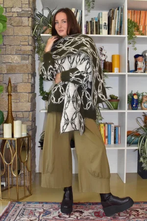 Moorland Lattice Scarf Dark Khaki