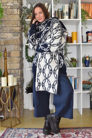 Moorland Lattice Scarf Navy