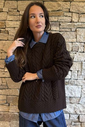 Murray Cable Knit Jumper Coffee Bean