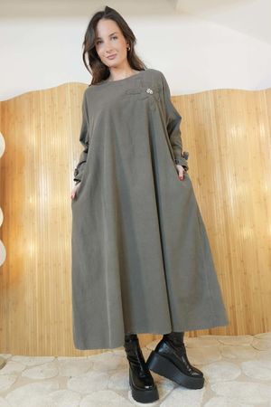 Nancy Needlecord Dress Earth /9=