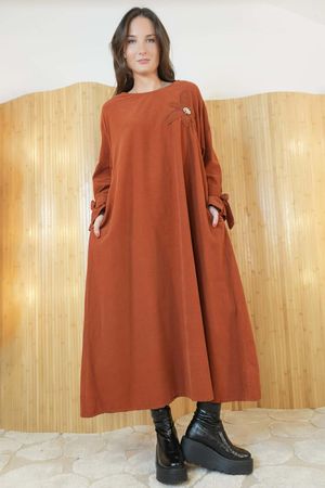 Nancy Needlecord Dress Rust /9=