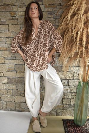 Nia Smock Blouse Leopard Earth /3=