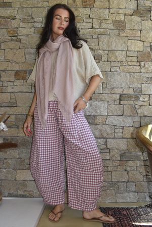 Nonni Gingham 7/8 Barrel Pant Indian Pink