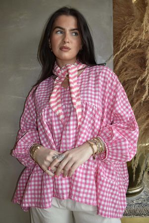 Nonni Gingham Artist Smock Hot Pink