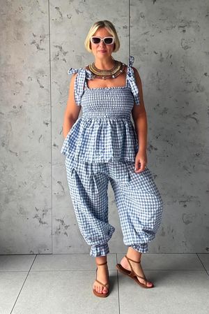 Nonni Gingham Bandeau Cami Denim 