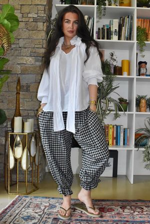 Nonni Gingham Bloomer Pant Black Pre order 12 days 
