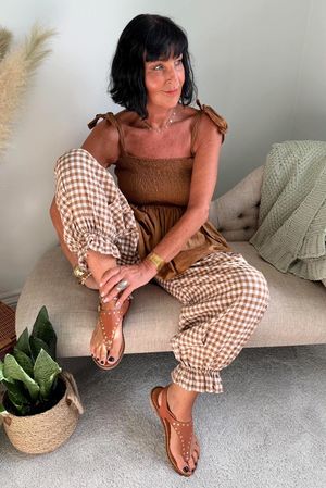 Nonni Gingham Bloomer Pant Hazelnut