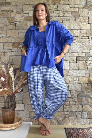 Nonni Gingham Bloomer Pant Malibu Blue