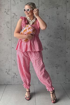 Nonni Gingham Bloomer Pant Miami Pink