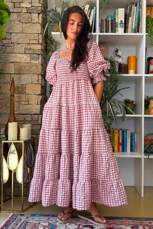 Nonni Gingham Darling Dress Indian Pink 