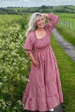 Nonni Gingham Darling Dress Sangria 
