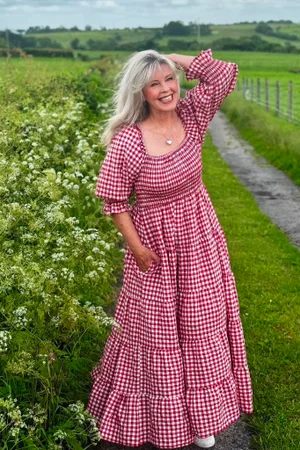 Nonni Gingham Darling Dress Sangria 
