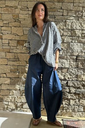 Nonni Gingham Nero Blouse Navy