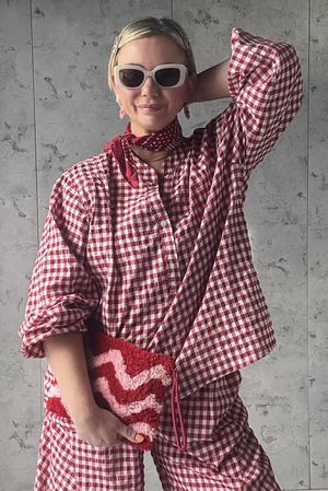 Nonni Gingham Nero Blouse Sangria /30 Pre order 1 week 