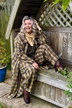 Nora Brushed Cotton Gingham Frock Coat Deep Olive