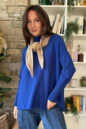 Nora Triangle Knit Scarf Camel Marl