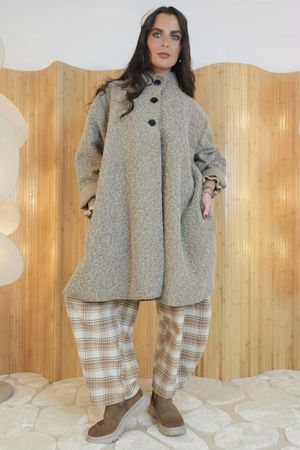 Norbury Funnel Trapeze Coat Oatmeal 