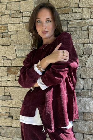 Nuk Stretch Velour Zip Sweatshirt Burgundy /19=
