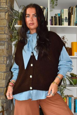Oliver Knit Waistcoat Chocolate