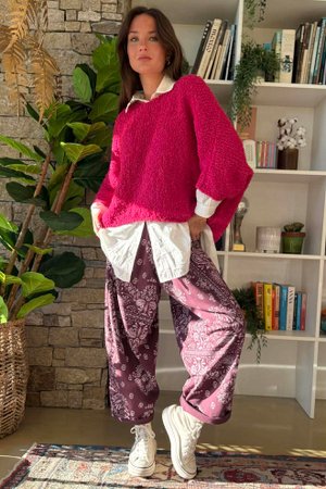 Original Boucle Sloppy Joe Knit Hot Pink