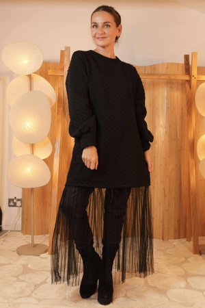 Oscar Vivi Tulle Jumper Dress Black /40=