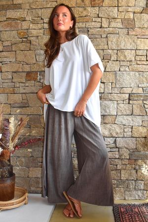 Oversized Stretch Cotton Cap Sleeve Tee White