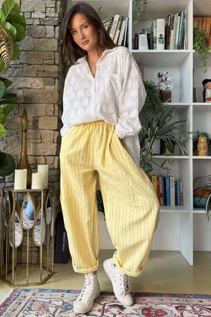 Padstow Stripe Classic Barrel Pant Fresh Ochre