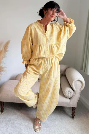 Padstow Stripe Smock Blouse Fresh Ochre 