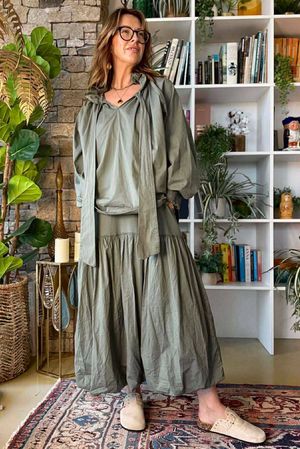 Paloma Bubble Hem Layering Dress Soft Khaki