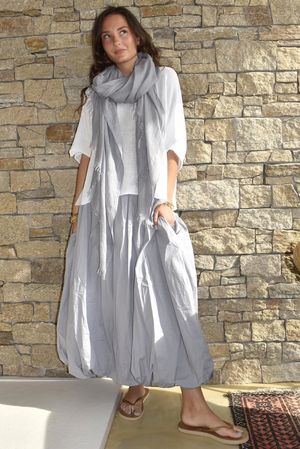 Paloma Bubble Hem Midi Skirt Cloud Grey