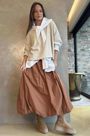 Paloma Bubble Hem Midi Skirt Copper
