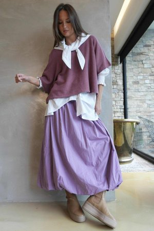 Paloma Bubble Hem Midi Skirt Dewberry