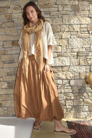Paloma Bubble Hem Midi Skirt Hazelnut