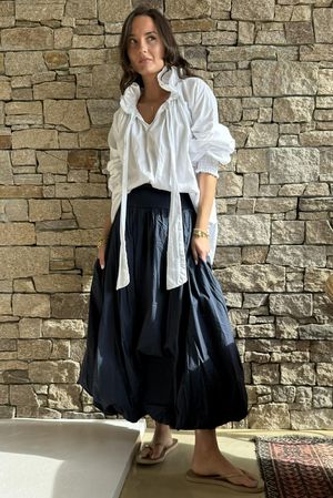 Paloma Bubble Hem Midi Skirt Navy - 
