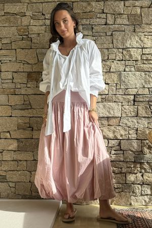 Paloma Bubble Hem Midi Skirt Rose